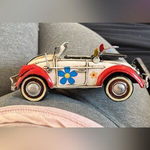 Volkswagen Beetle love bug metal car classic convertible with surfboards 13”